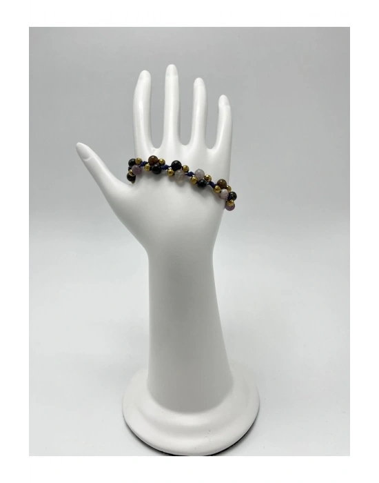 Sertifikalı 6mm Ipli Renkli Turmalin Ayarlanabilir Ölçü Doğal Taş Bileklik