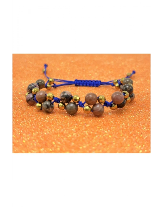 Sertifikalı 6mm Ipli Rodanit Ayarlanabilir Ölçü Doğal Taş Bileklik