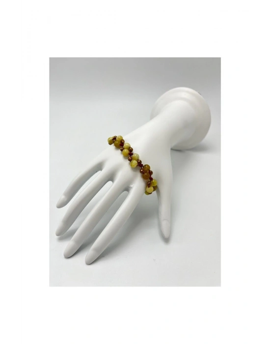 Sertifikalı 6mm Ipli Sarı Opal Ayarlanabilir Ölçü Doğal Taş Bileklik