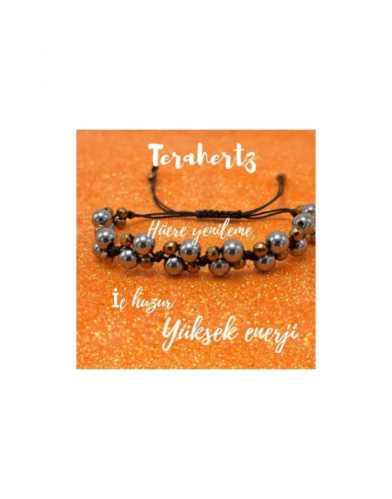 Sertifikalı 6mm Ipli Terahertz Ayarlanabilir Ölçü Doğal Taş Bileklik