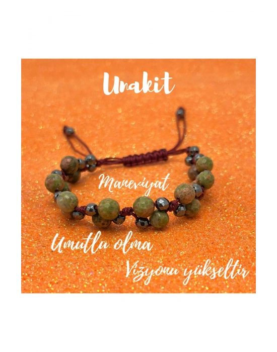 Sertifikalı 6mm Ipli Unakit Ayarlanabilir Ölçü Doğal Taş Bileklik