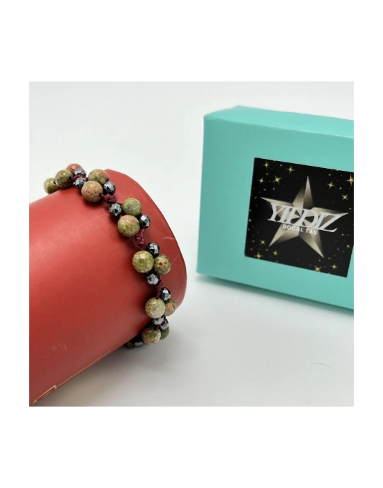 Sertifikalı 6mm Ipli Unakit Ayarlanabilir Ölçü Doğal Taş Bileklik