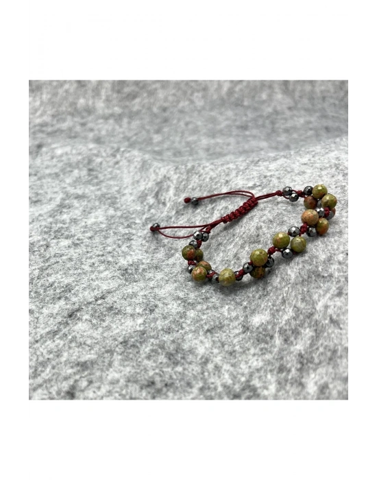 Sertifikalı 6mm Ipli Unakit Ayarlanabilir Ölçü Doğal Taş Bileklik