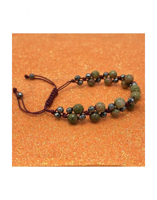 Sertifikalı 6mm Ipli Unakit Ayarlanabilir Ölçü Doğal Taş Bileklik