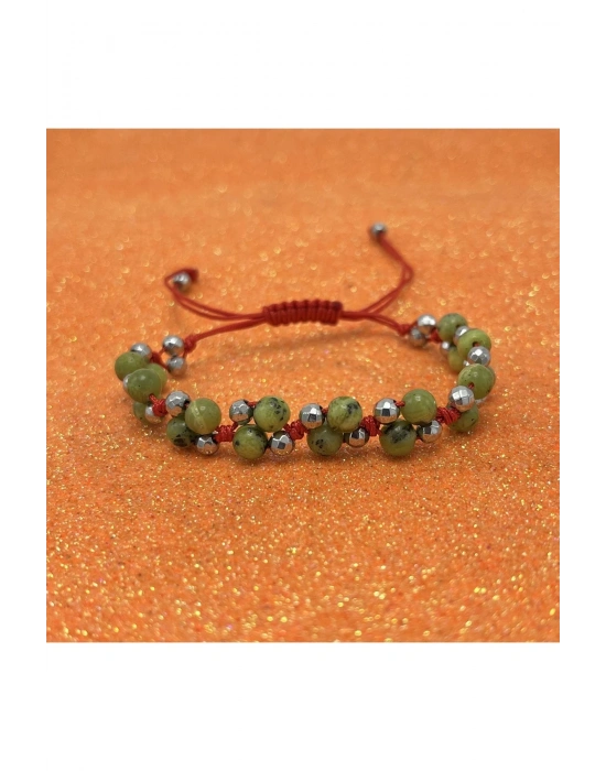 Sertifikalı 6mm Ipli Yeşim Ayarlanabilir Ölçü Doğal Taş Bileklik