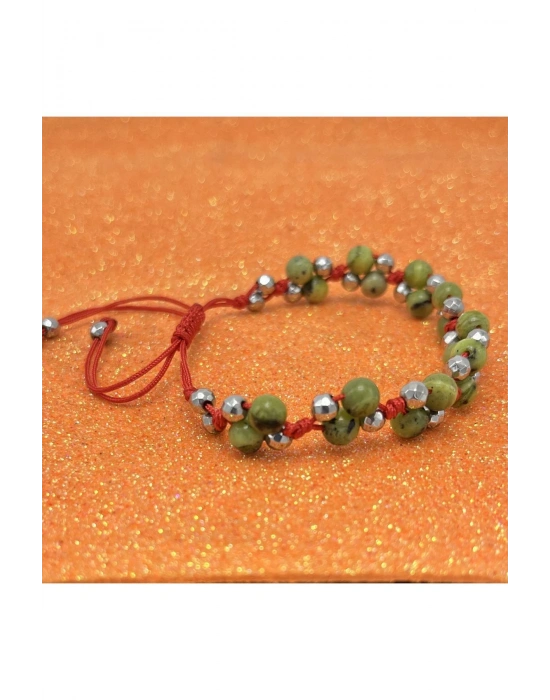 Sertifikalı 6mm Ipli Yeşim Ayarlanabilir Ölçü Doğal Taş Bileklik