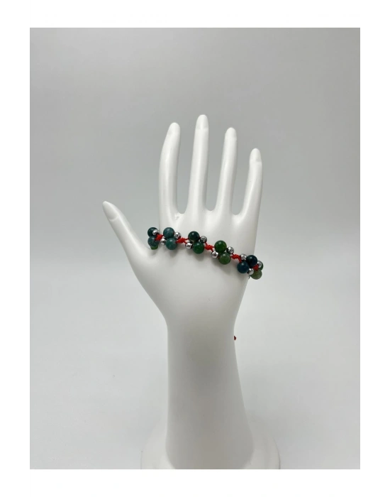 Sertifikalı 6mm Ipli Yosunlu Akik Ayarlanabilir Ölçü Doğal Taş Bileklik