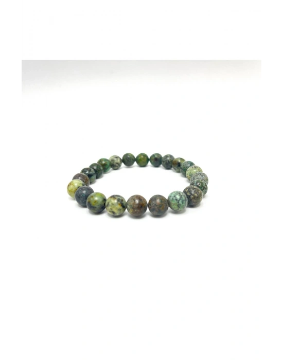 Sertifikalı Afrika Turkuaz 8mm Elastik Misinalı Doğal Taş Bileklik