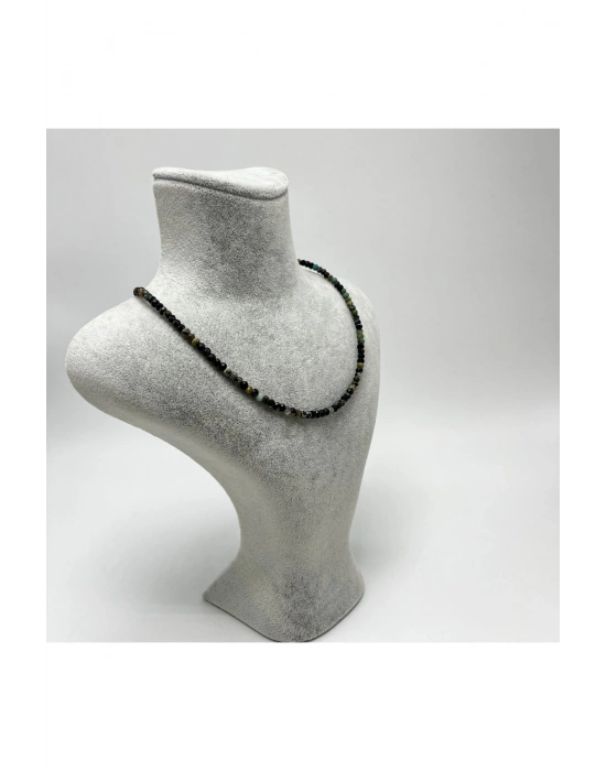 SERTİFİKALI Afrika Turkuaz (Firuze) 4mm 925 Ayar Gümüş Doğal Taş Kolye Uzatma Zincirli