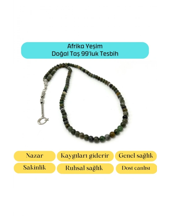 Sertifikalı Afrika Yeşim 6mm 99luk Doğal Taş Tesbih