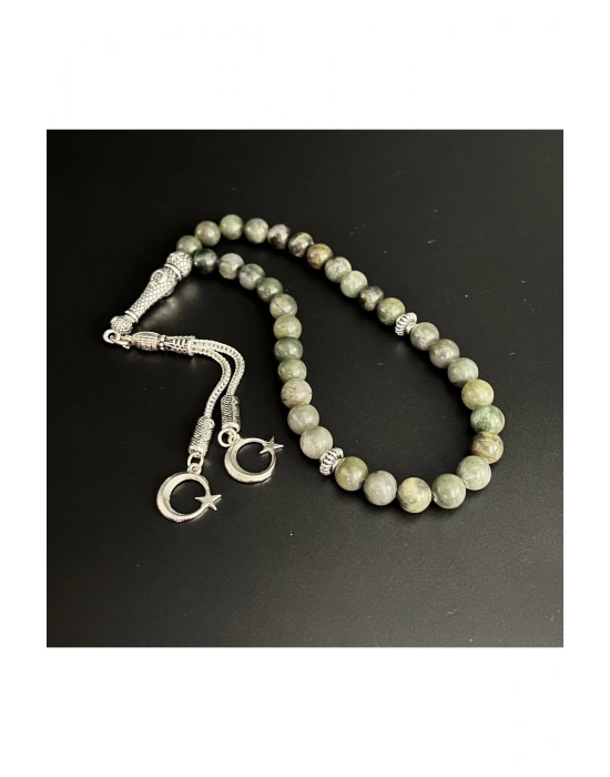 Sertifikalı Afrika Yeşim 8mm 33lük Doğal Taş Tesbih