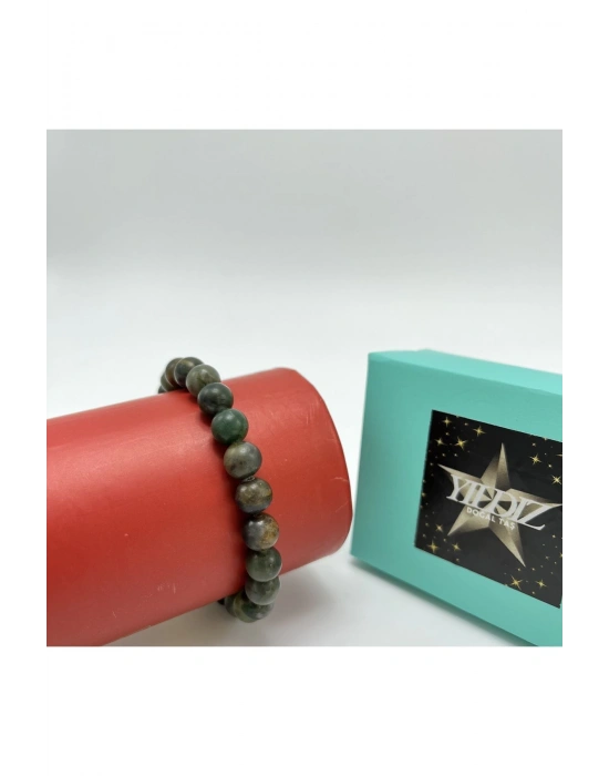 Sertifikalı Afrika Yeşim 8mm Elastik Misinalı Doğal Taş Bileklik