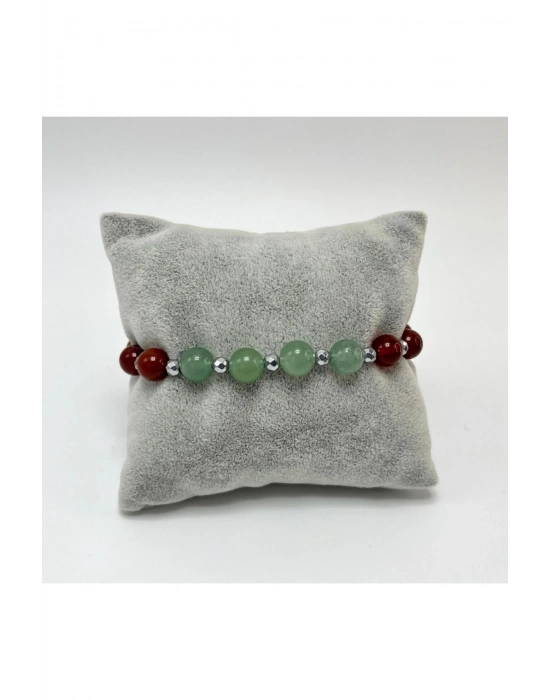 SERTİFİKALI Akik Aventurin Doğal Taş Makrome Bileklik