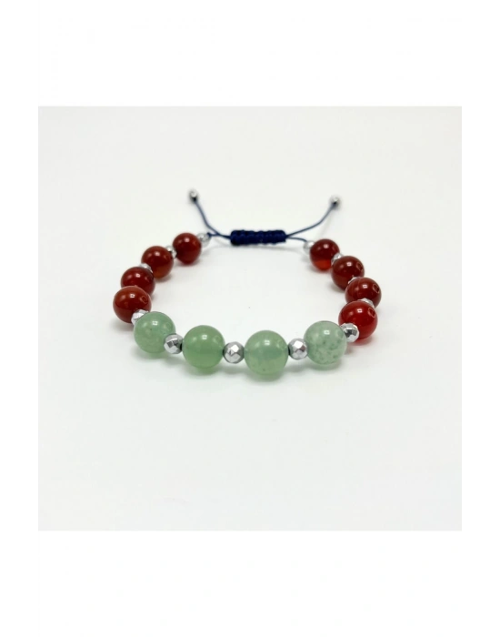 SERTİFİKALI Akik Aventurin Doğal Taş Makrome Bileklik