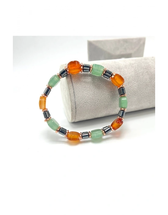 SERTİFİKALI Akik Aventurin Hematit Doğal Taş Roleks Kadın Bileklik