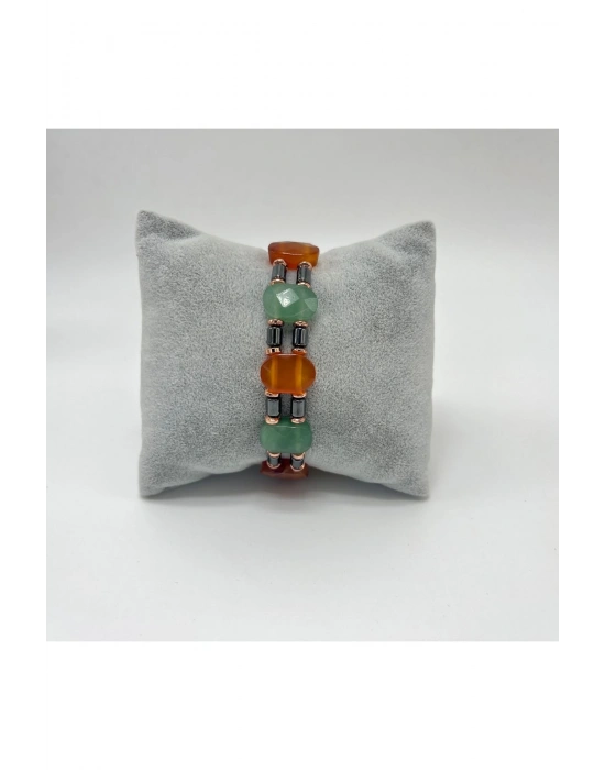 SERTİFİKALI Akik Aventurin Hematit Doğal Taş Roleks Kadın Bileklik