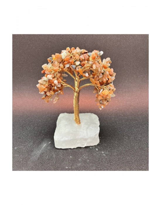 Sertifikalı Akik - Pembe Kuvars Doğal Taş Ağaç