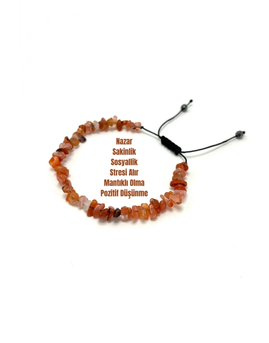 SERTİFİKALI Akik Saçaklı Model Doğal Taş Makrome Bileklik Ayarlanabilir Ölçü