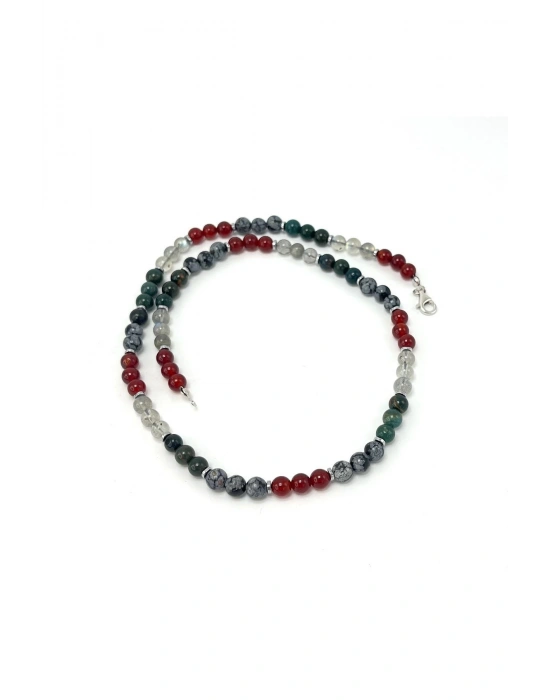 SERTİFİKALI Akrep Burcu 6mm 925 Ayar Gümüş Doğal Taş Kolye 55 cm