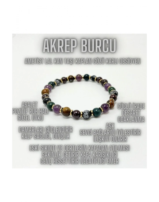 SERTİFİKALI AKREP BURCU DOĞAL TAŞ BİLEKLİK 6mm