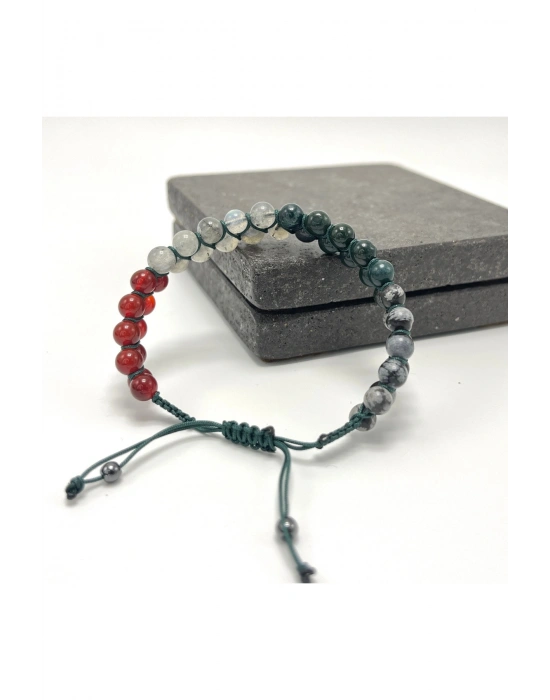 SERTİFİKALI Akrep Burcu Doğal Taş Çift Sıra Makrome Bileklik