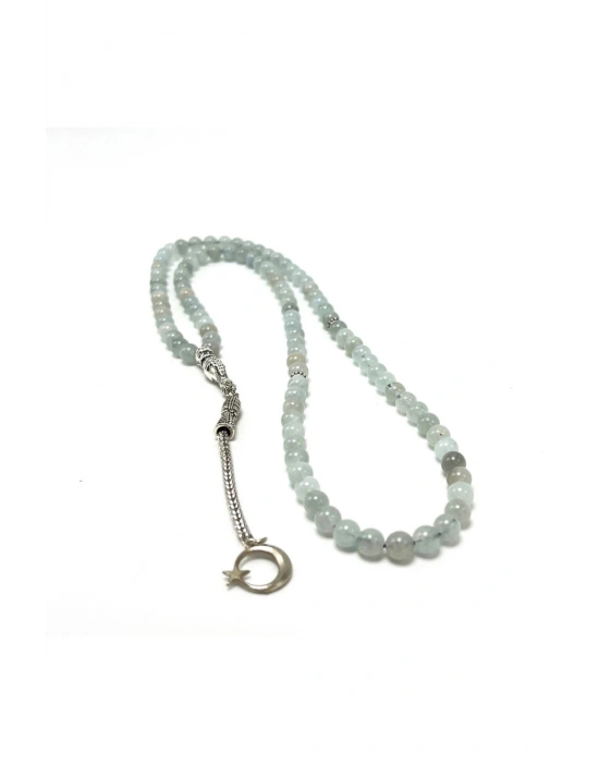 Sertifikalı Akuamarin 6mm 99luk Doğal Taş Tesbih