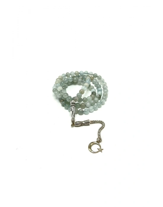 Sertifikalı Akuamarin 6mm 99luk Doğal Taş Tesbih