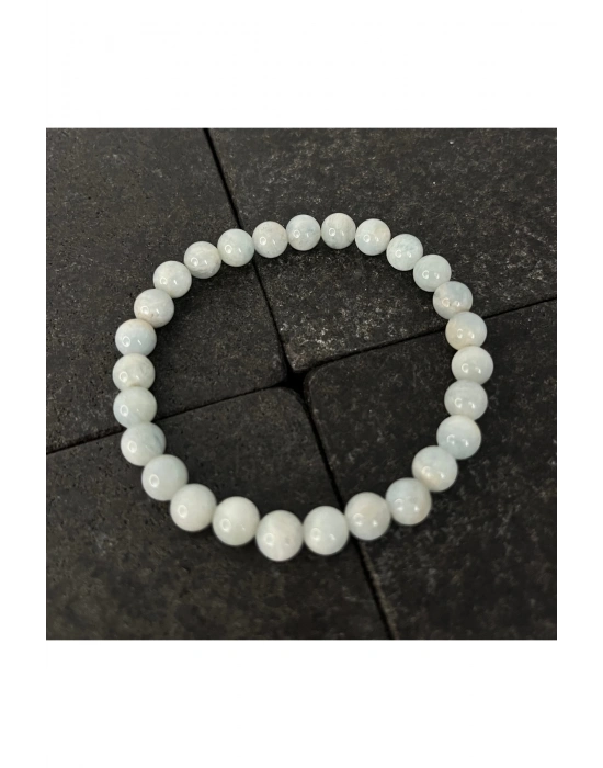 SERTİFİKALI Akuamarin 6mm Doğal Taş Bileklik