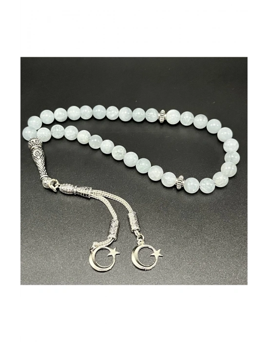 Sertifikalı Akuamarin 8mm 33lük Doğal Taş Tesbih