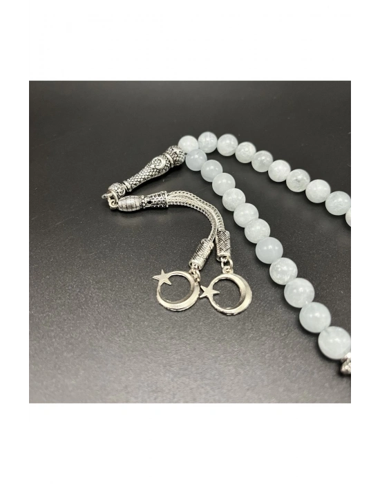 Sertifikalı Akuamarin 8mm 33lük Doğal Taş Tesbih