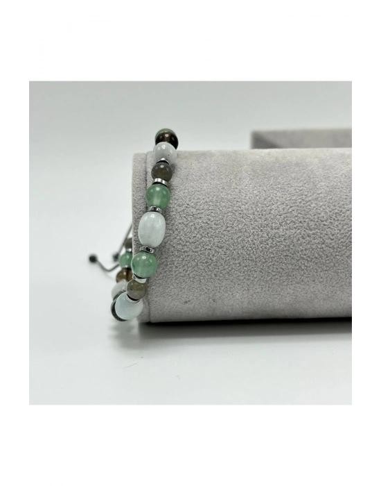 Sertifikalı Akuamarin Aventurin Dumanlı Kuvars Labrodorit Hematit Doğal Taş Bileklik Huzur Sakinlik