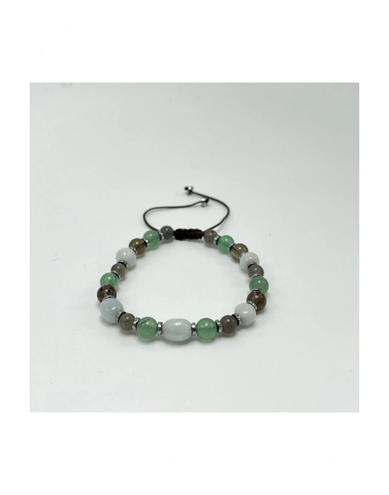 Sertifikalı Akuamarin Aventurin Dumanlı Kuvars Labrodorit Hematit Doğal Taş Bileklik Huzur Sakinlik