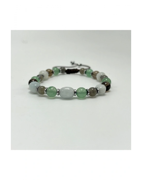 Sertifikalı Akuamarin Aventurin Dumanlı Kuvars Labrodorit Hematit Doğal Taş Bileklik Huzur Sakinlik