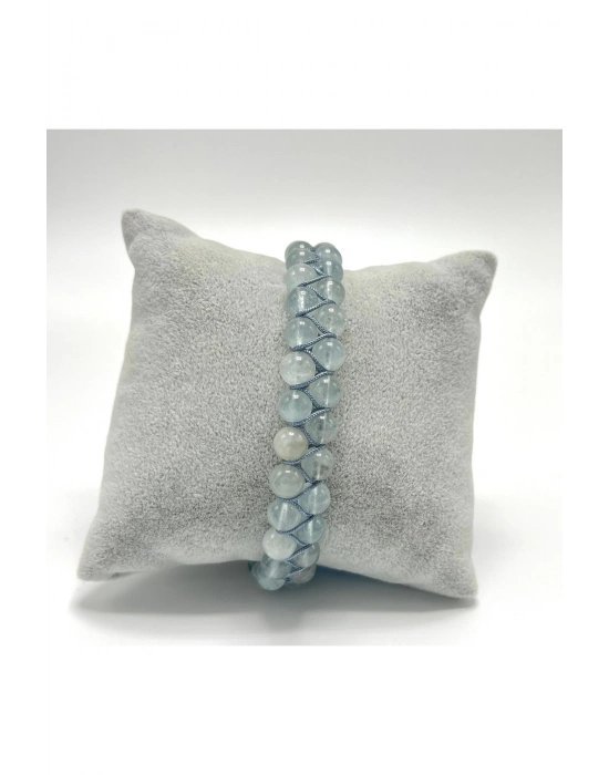 SERTİFİKALI Akuamarin Doğal Taş 6mm Çift Sıra Doğal Taş Makrome Bileklik Ayarlanabilir Ölçü