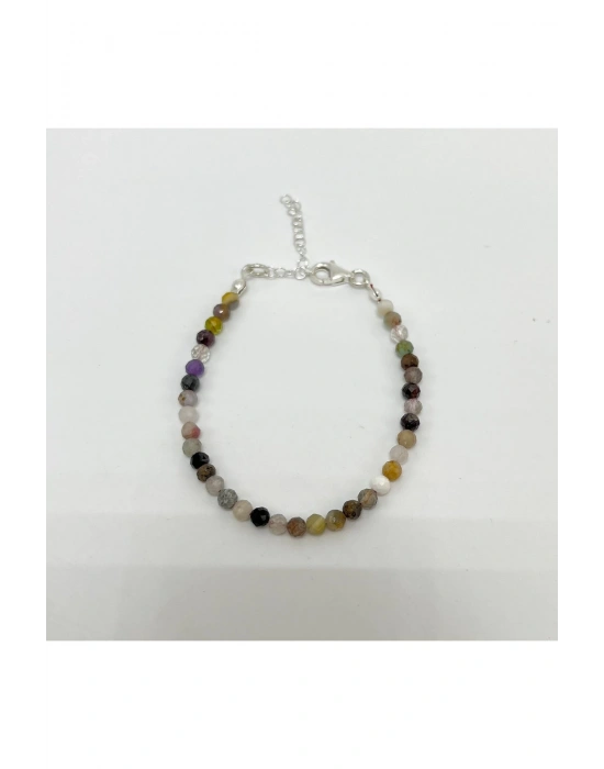 SERTİFİKALI Akuamarin Morganit Helidor 4mm 925 Ayar Gümüş Doğal Taş Bileklik Uzatma Zincirli