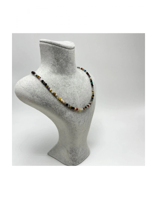 SERTİFİKALI Akuamarin Morganit Helidor 4mm 925 Ayar Gümüş Doğal Taş Kolye Uzatma Zincirli