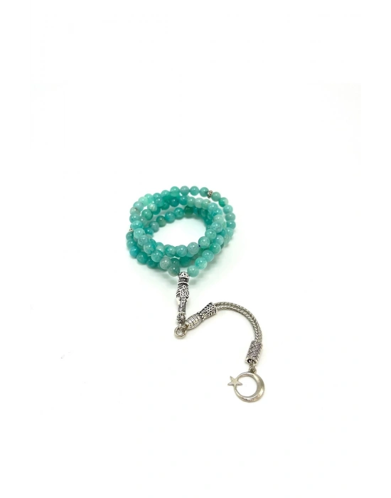 Sertifikalı Amazonit 6mm 99luk Doğal Taş Tesbih