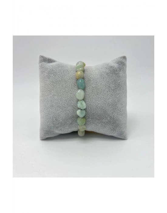 Sertifikalı Amazonit Natural Kesim Makrome Doğal Taş Bileklik Ayarlanabilir Ölçü