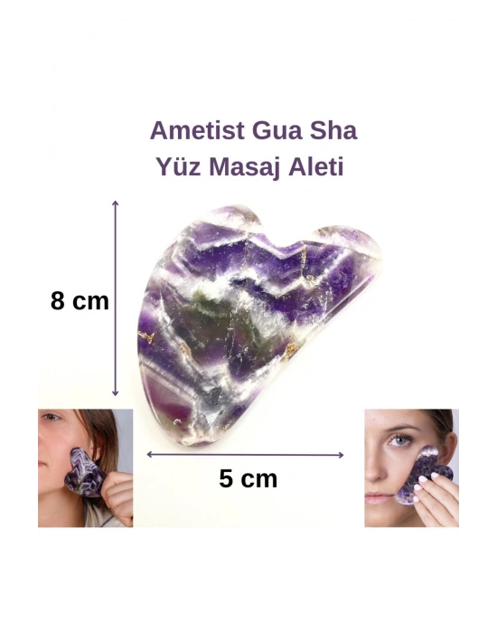 Sertifikalı Ametist 1. Sınıf Kalite Gua Sha Doğal Taş Masaj Aleti