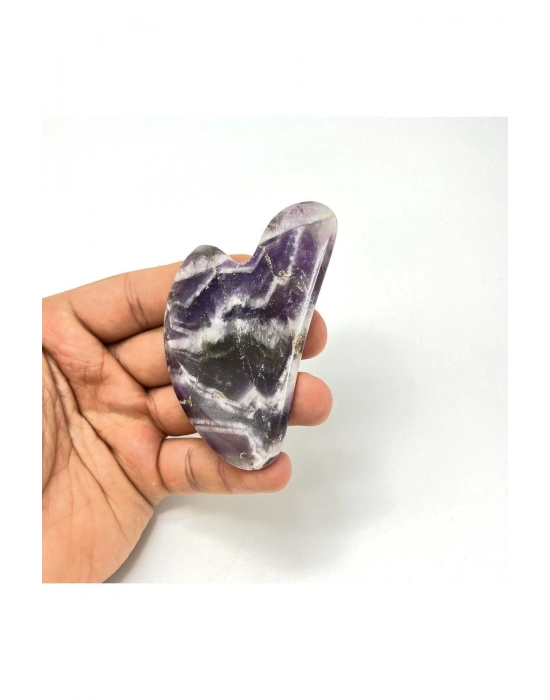 Sertifikalı Ametist 1. Sınıf Kalite Gua Sha Doğal Taş Masaj Aleti