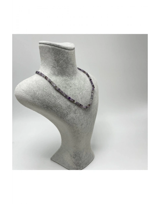 SERTİFİKALI Ametist 4mm 925 Ayar Gümüş Doğal Taş Kolye Uzatma Zincirli