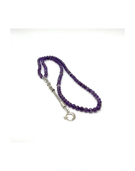 Sertifikalı Ametist 6mm 99luk Doğal Taş Tesbih