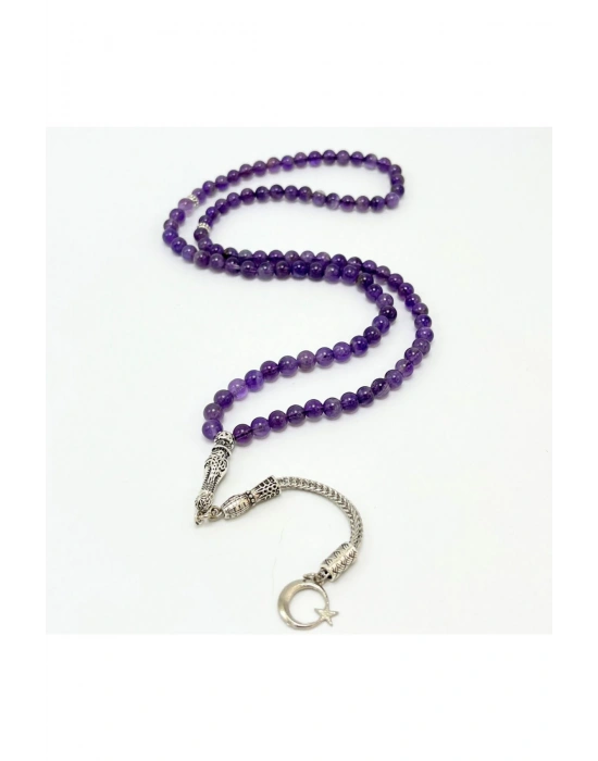 Sertifikalı Ametist 6mm 99luk Doğal Taş Tesbih