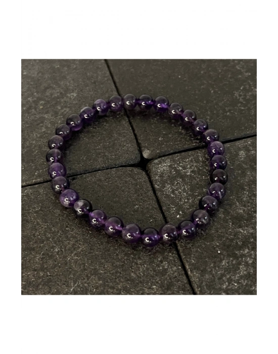 SERTİFİKALI Ametist 6mm Doğal Taş Bileklik