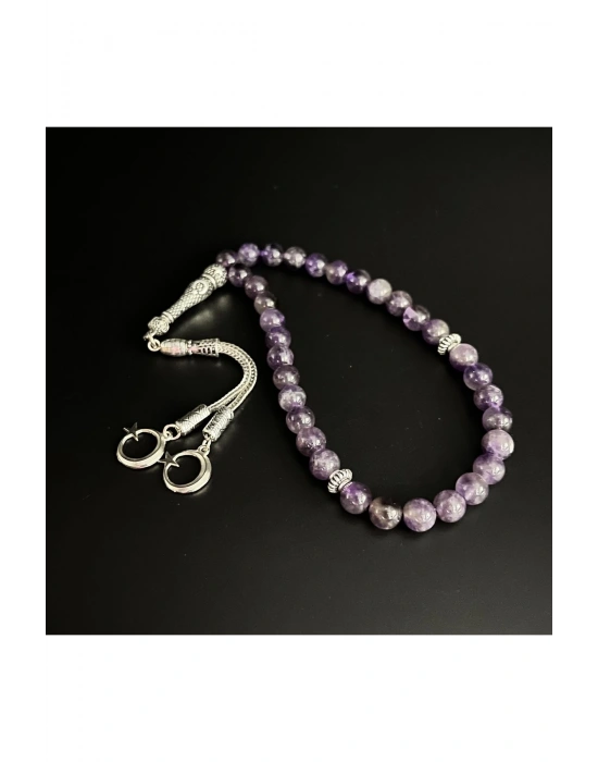 Sertifikalı Ametist 8mm 33lük Doğal Taş Tesbih
