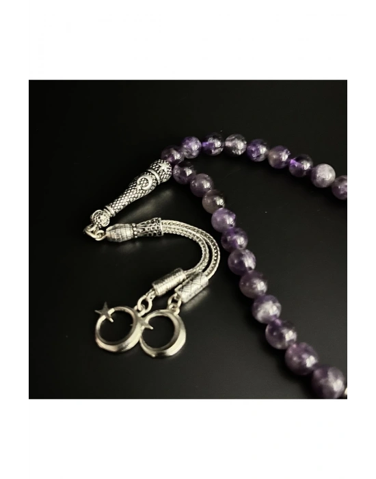 Sertifikalı Ametist 8mm 33lük Doğal Taş Tesbih