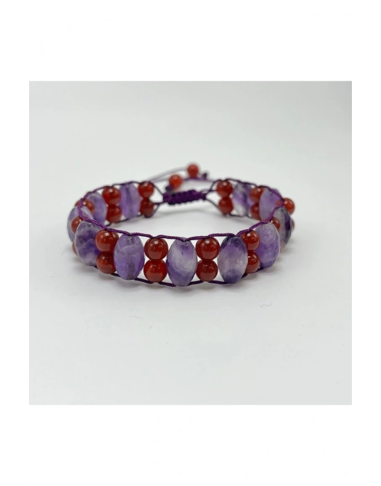 Sertifikalı Ametist Akik Doğal Taş Bileklik