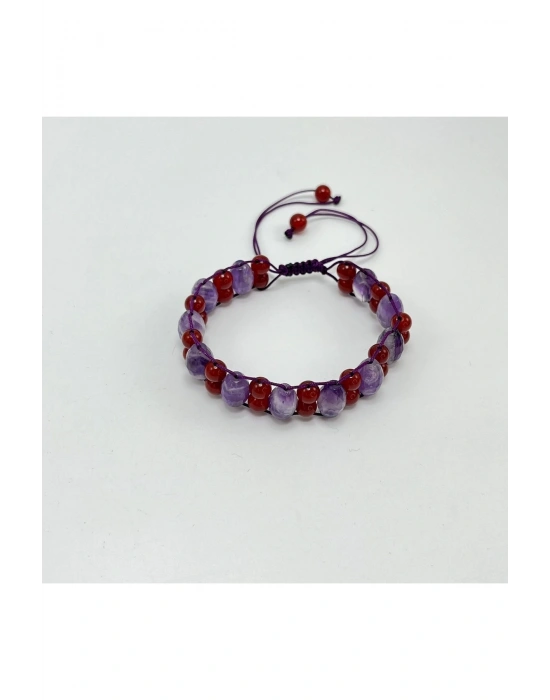 Sertifikalı Ametist Akik Doğal Taş Bileklik