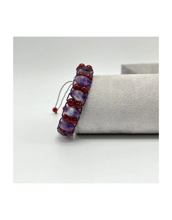 Sertifikalı Ametist Akik Doğal Taş Bileklik