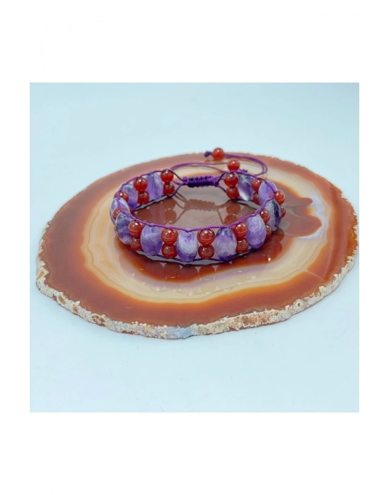 Sertifikalı Ametist Akik Doğal Taş Bileklik